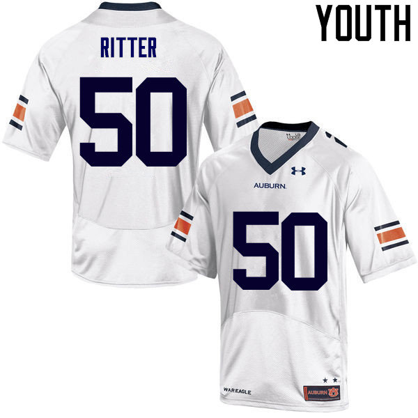 Youth Auburn Tigers #50 Chase Ritter College Football Jerseys Sale-White - Click Image to Close